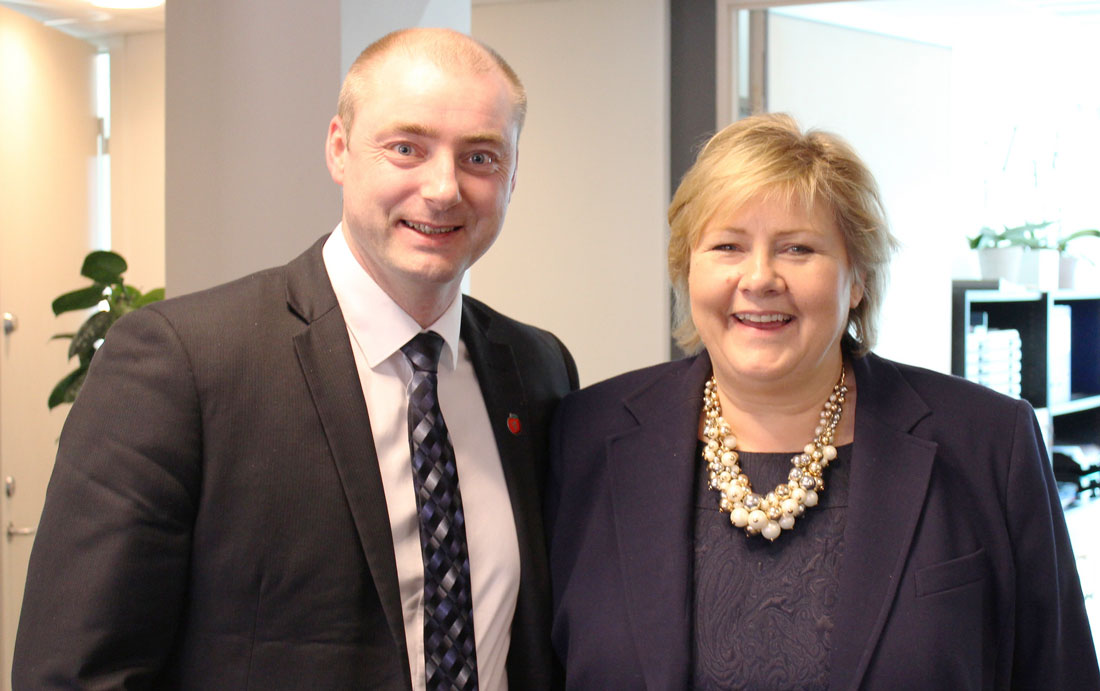 Robert Eriksson og Erna Solberg.