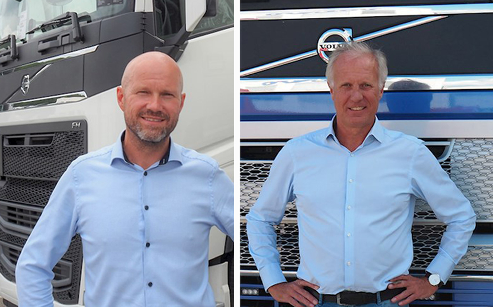 Gunnar Brattli (t.v) er ny salgsdirektør i Volvo Norge, mens Per Erik Bernts er ansatt i den nyopprettede stillingen daglig leder i Volvo Truck Center. (Foto: Volvo).