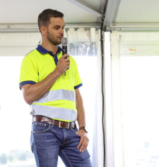 Uwe Müller, Volvo CEs prosjektleder på Electric Site. (Foto: Runar F. Daler).