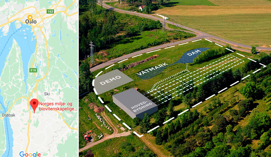 Det kommende VA kompetansesenteret ligger på NMBU campus i Ås, Akershus.