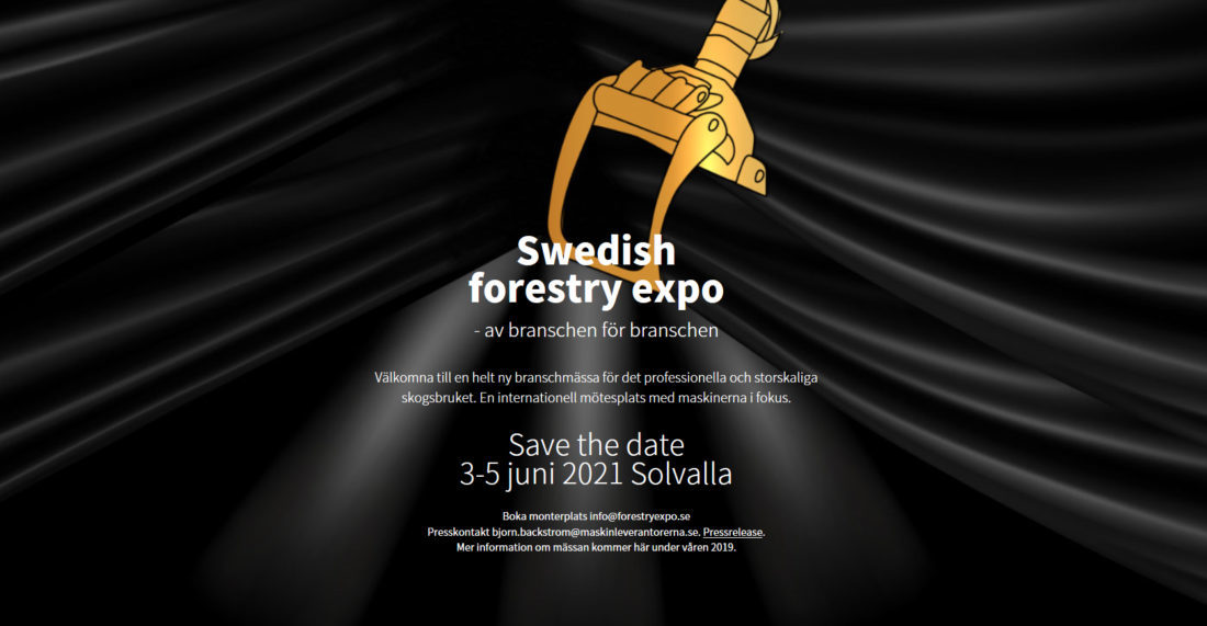 Den nye messen Swedish Forestry Expo ypper seg mot Elmia Wood. (Screenshot fra forestryexpo.se).