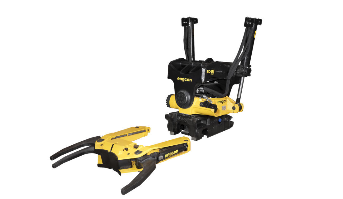 Det klart for serieproduksjon av gripekassett GRD70 for Engcons største tiltrotator, EC233 med redskapsfeste Q-Safe 70. (Foto: Engcon).