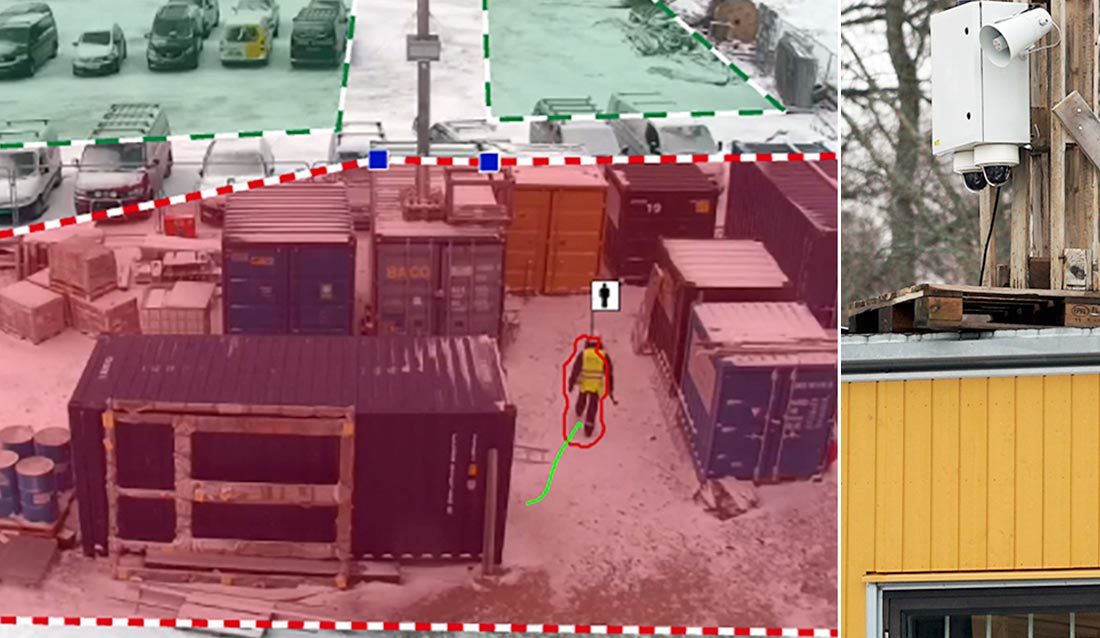 Kameraer overvåker området. IVA-systemet identifiserer inntrengere.