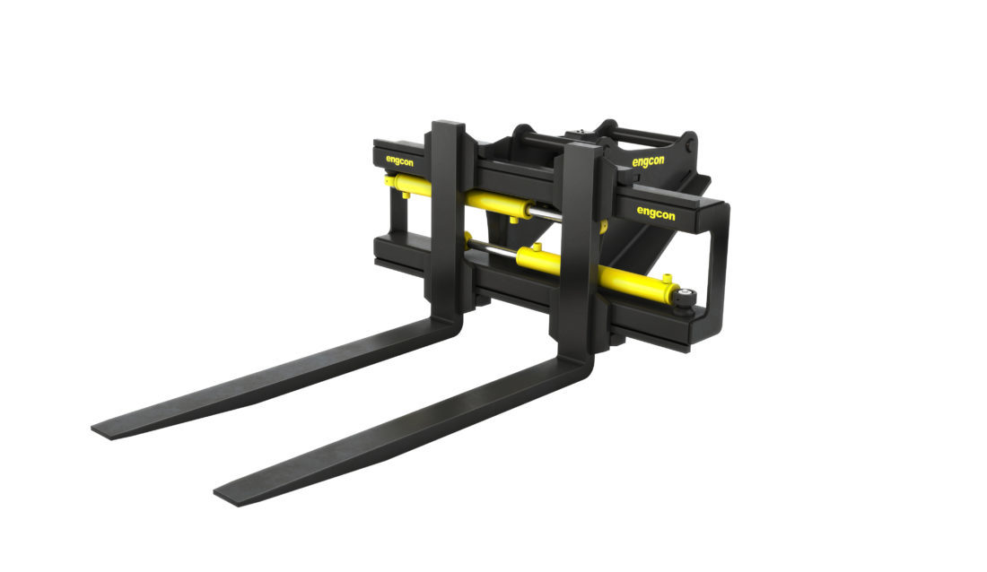 Pallegaffelen GHH1200L kommer i to versjoner: En med maksimal last på 2900 kg og en med lastvekt på 4700. (Foto: Engcon).