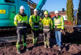 BRA TEAM: Ole-Kristian Bonstad (opplæringskonsulent OKAB), Bent Laane (fagansvarlig Horten kommune), lærling Knut Sigurd Rudi og Trond Erik Næss (enhetsleder Horten kommune). (Foto: Runar F. Daler)