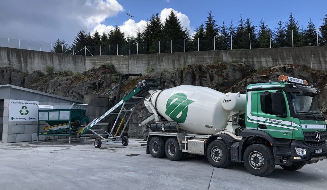 Tørrvask av betongbil