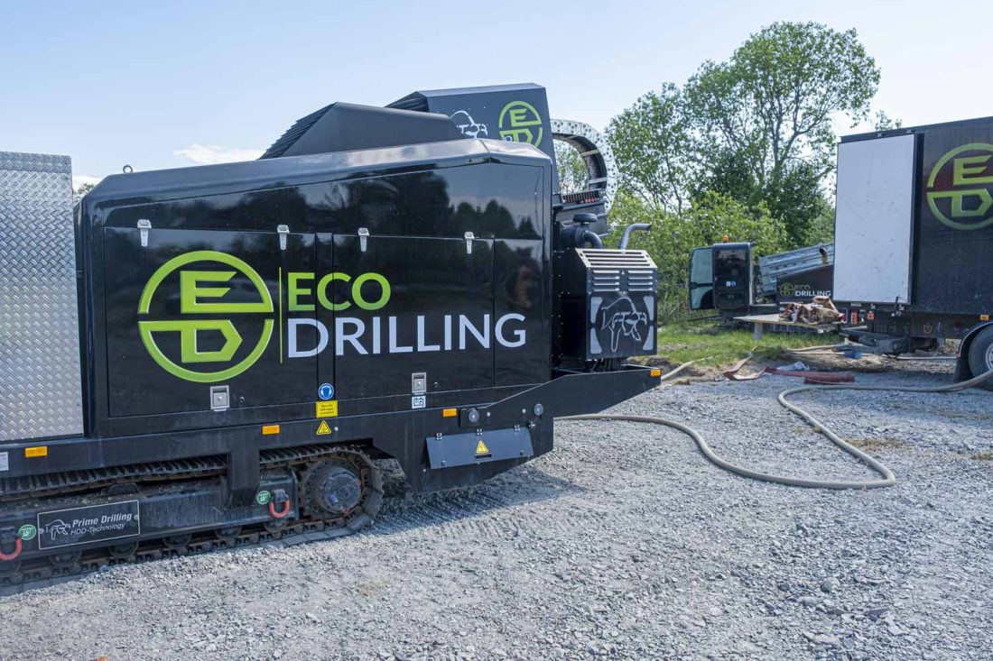 KLAR: PD-80-en er klar til aksjon når det skal bores og trekkes dimensjoner helt opptil 710 mm, i 560 meters lengde. (Foto: Jørn Søderholm, Praktisk Talt AS)