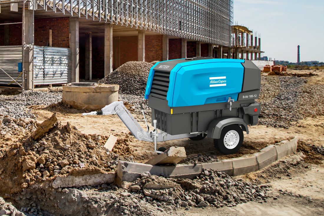 Atlas Copco lanserte nylig deres første batteridrevne skruekompressor. (Foto: Atlas Copco)