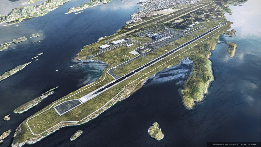 Avinor og Peab Anlegg AS har signert avtale for Nye Bodø lufthavn. (Illustrasjon: Norconsult/Avinor)