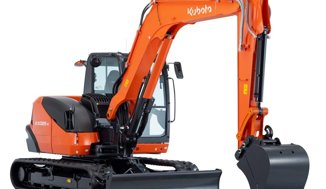 8,5-tonneren KX085-5 er Kubotas nye utfordrer i 8-tonns segmentet. (Foto: Kubota)