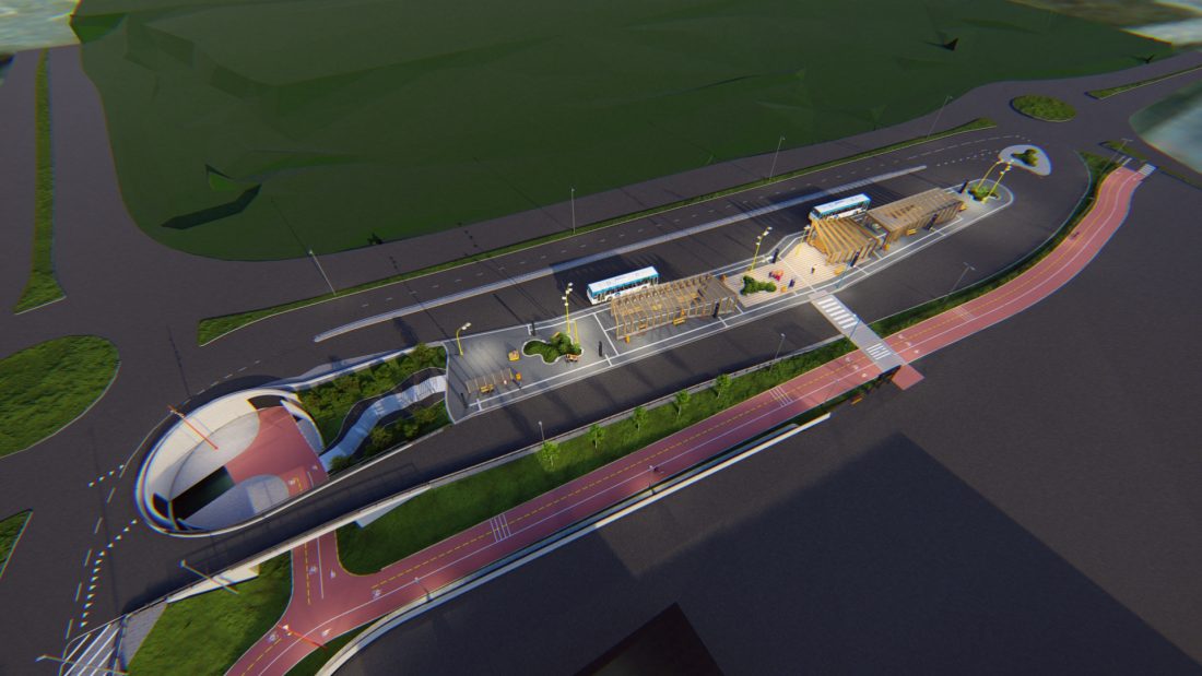 Slik vil Giæverbukta kollektivterminal se ut når den står ferdig i november/desember 2024. (Illustrasjon: Statens vegvesen)