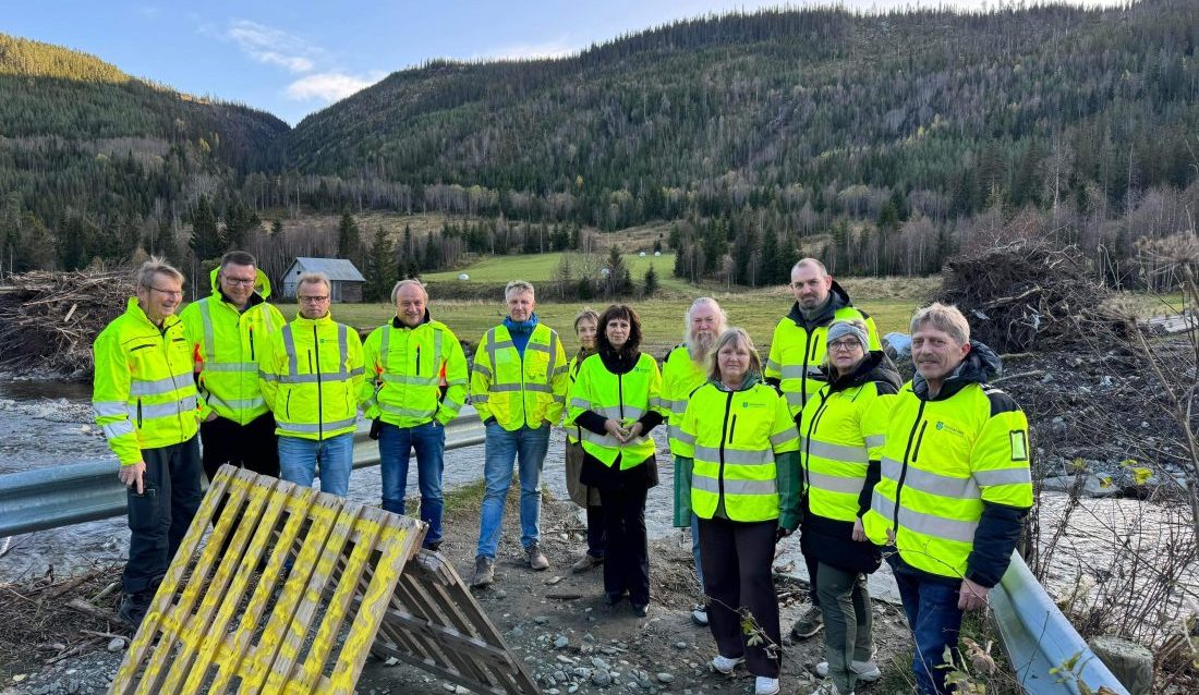 Deltakere på befaring fra rassikringsgruppen, kommune og fylkeskommune. (Foto: Nasjonal rassikringsgruppe)