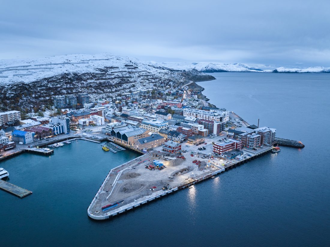Hammerfest har fått ny og forlenget sentrumskai. (Foto: NCC)