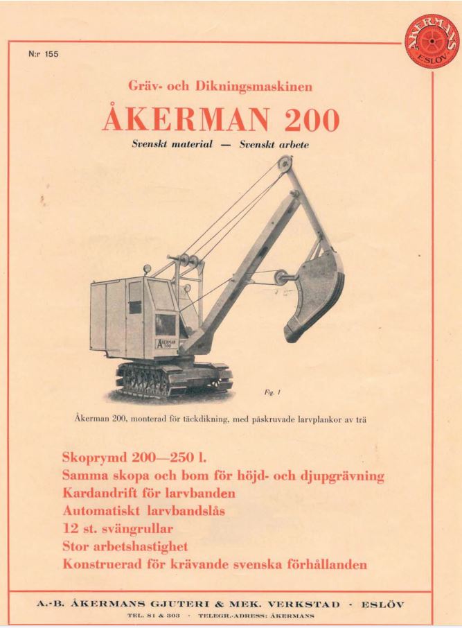 Åkerman 200 veide ca. 6 tonn og kunne leveres med enten som elektrisk eller med forbrenningsmotor. (Illustrasjon: Arkiv)