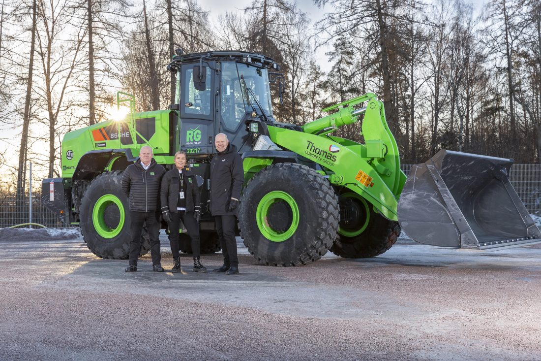 Thomas Concrete Group er den første aktøren i den svenske betongbransjen til å ta i bruk 20-tonns helelektriske hjullastere fra LiuGong. (Foto: Rental Group)