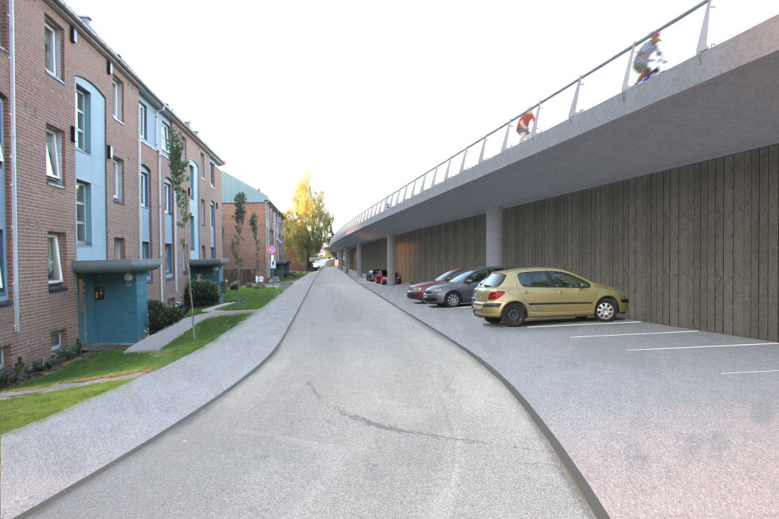 Illustrasjonbilde av den nye sykkelstamveien. (Illustrasjon: Statens vegvesen)
