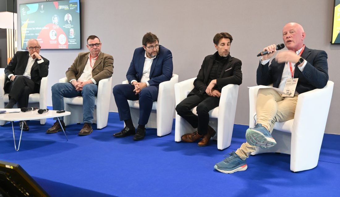 Daglig leder i Betong Norge, John-Erik Reiersen (t.h.), var i godt selskap under torsdagens konferanse på INTERMAT. (Foto: Odd Borgestrand)