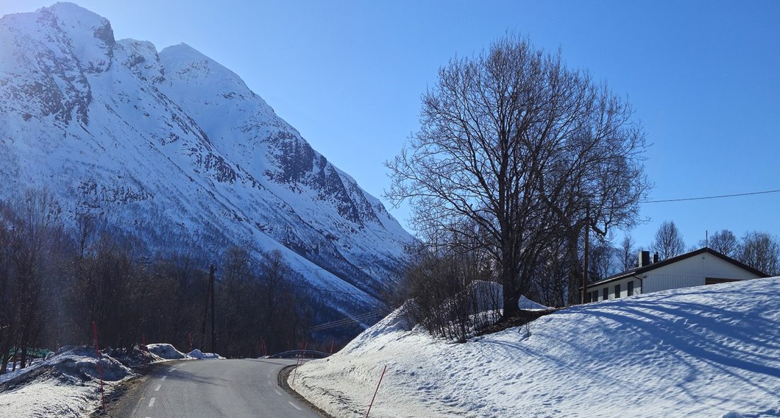 Anleggsarbeidet på ny E8 mellom Sørbotn og Laukslett går i skredutsatt terreng. (Foto NGI)