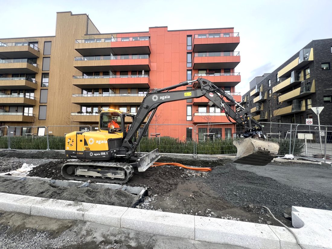 Maskinen er satt i drift på et gateopprustningsprosjekt for Bymiljøetaten på Ensjø. (Foto: Agaia)